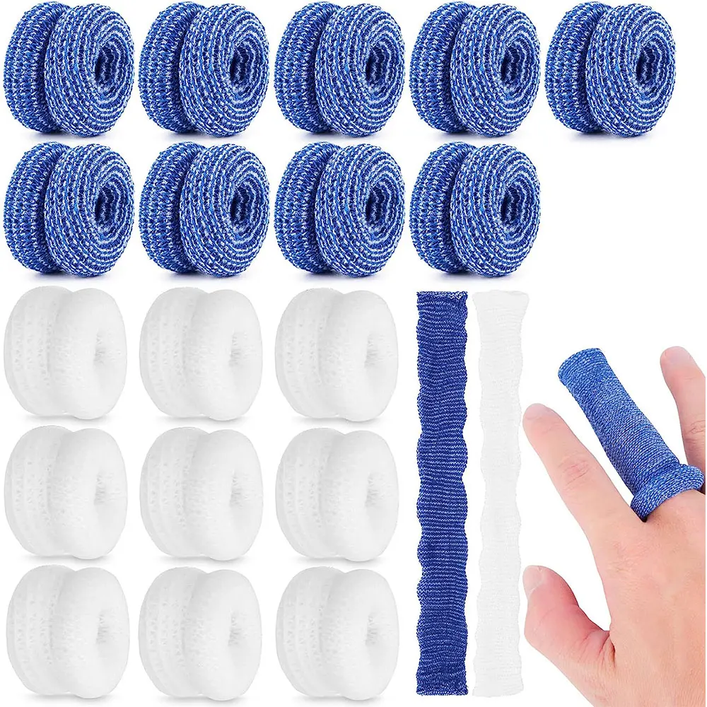 Bandagem tubular dedo rolo, Molhos dedo mangas, Berços ataduras para o dedo entorse e inchaço, 10 pcs