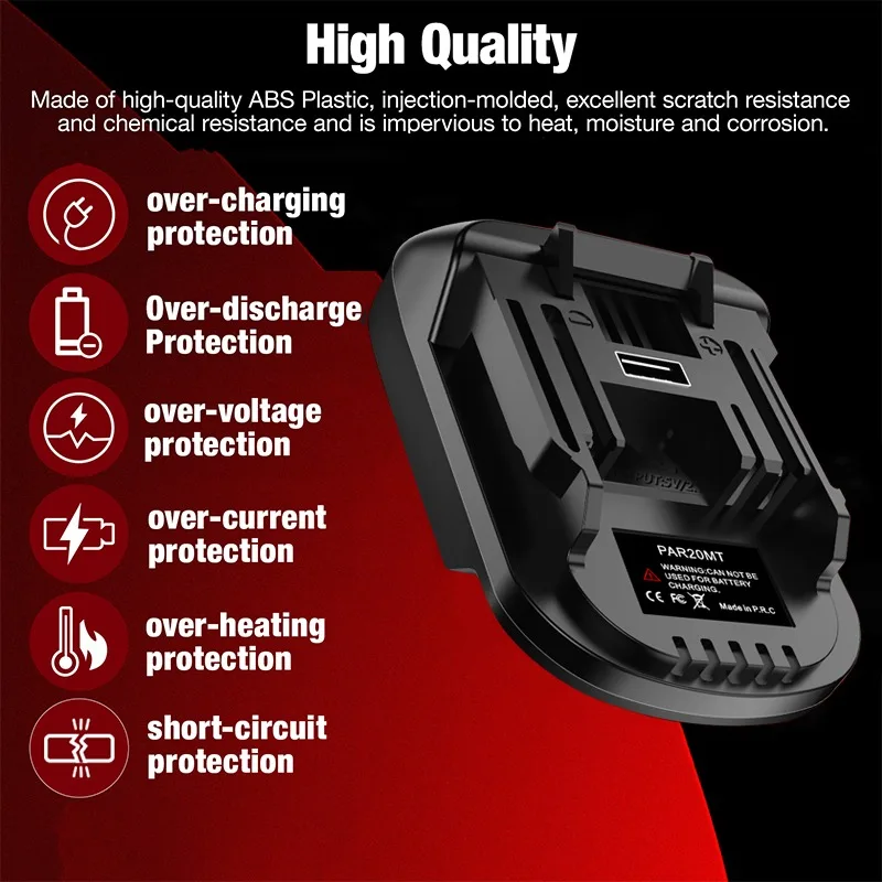 Adapter baterii ALASICKA PAR20MT do akumulatorów litowo-jonowych Parkside 20V, umożliwiający przeróbienie na akumulatory litowe Makita 18V do elektronarzędzi. — zdjęcie produktu 3
