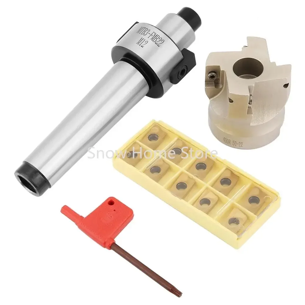 Image of 1Set Planfräser MT3-FMB22 Halterverlängerung 400R-50-22 Schaftfräser 10 Stück APMT1604 CNC-Hartmetalleinsätze