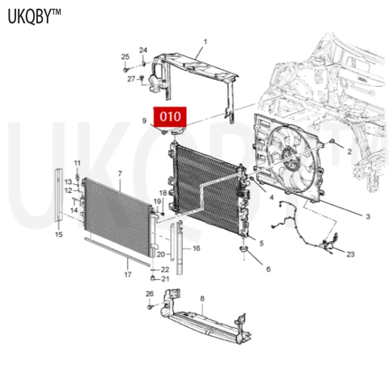 Suitable for 17-19 Ch ev ro le t Ex pl or er right water tank bracket condenser bracket 84981710