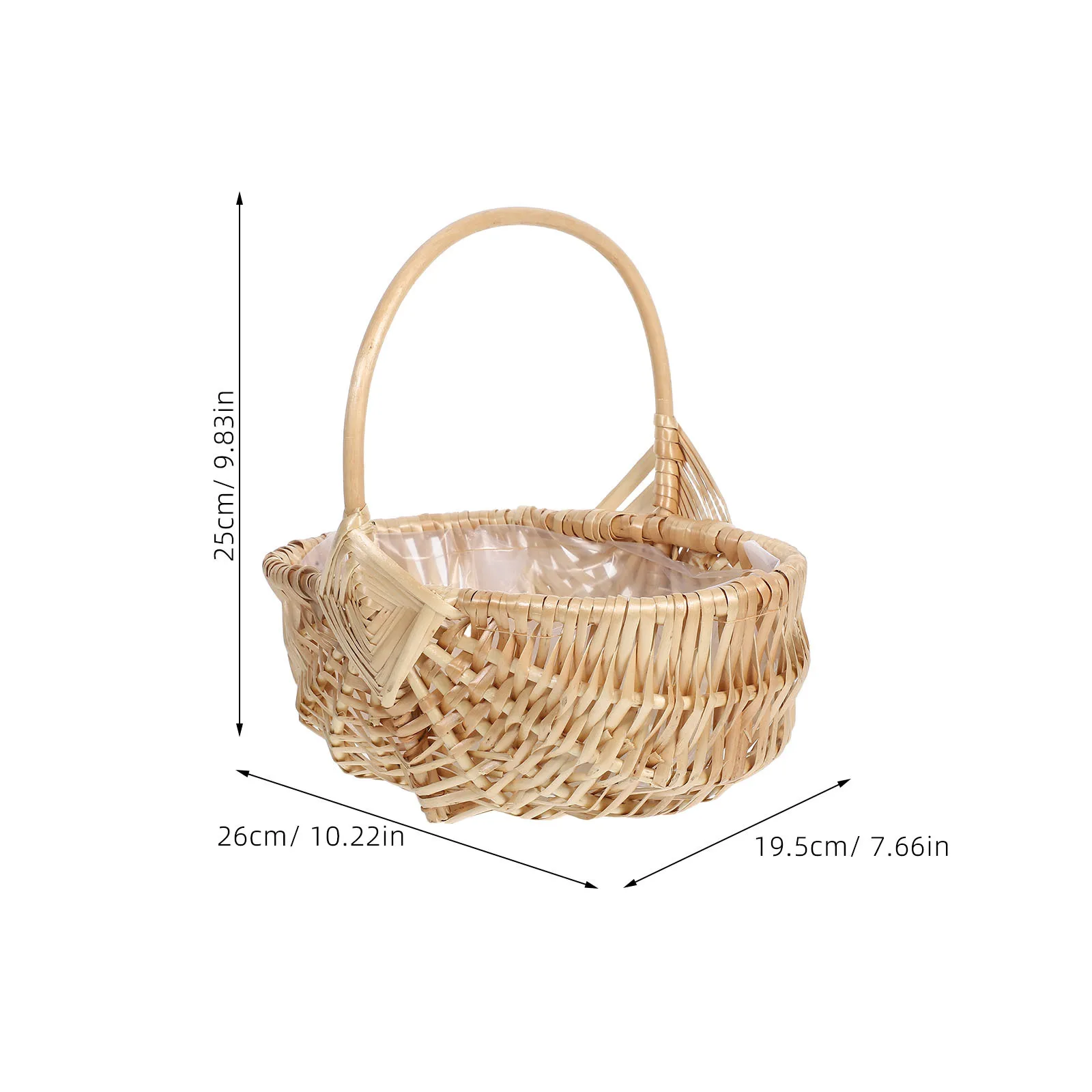 المنسوجة يدويا سلة للزهور تصميم خمر مع مقبض لحديقة عرض الأزهار نزهة الفاكهة تخدم سلة نزهة منسوجة يدويا