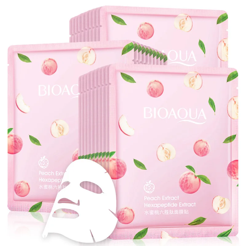 15 pçs bioaqua fruta fresca máscara facial caracol ácido hialurônico hidratante endurecimento folha de cuidados com a pele máscaras faciais