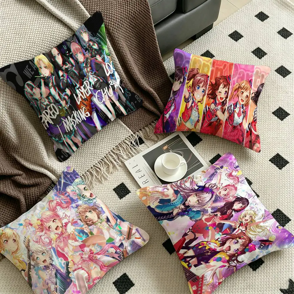 B-BanG Dream Cartoon Cushion Cover Pillowcase Upholstery Sofa Throw Pillow Home Decor Pillowcas