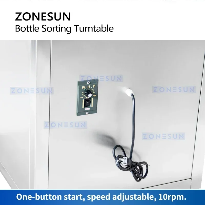 ZONESUN Automatic Round Rotary Plastic Glass Bottle Unscrambler Glass Bottle Sorting Turntable Feeding Table ZS-LP800