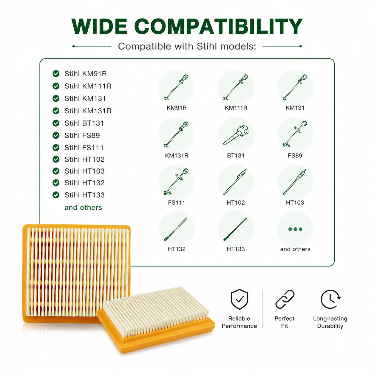 6 Pack Air Filter For Stihl KM91R KM111R KM131 FS89 FS111 HT102 HT103 OEM 4180 141 0300 String Trimmer Brushcutter Mower Parts
