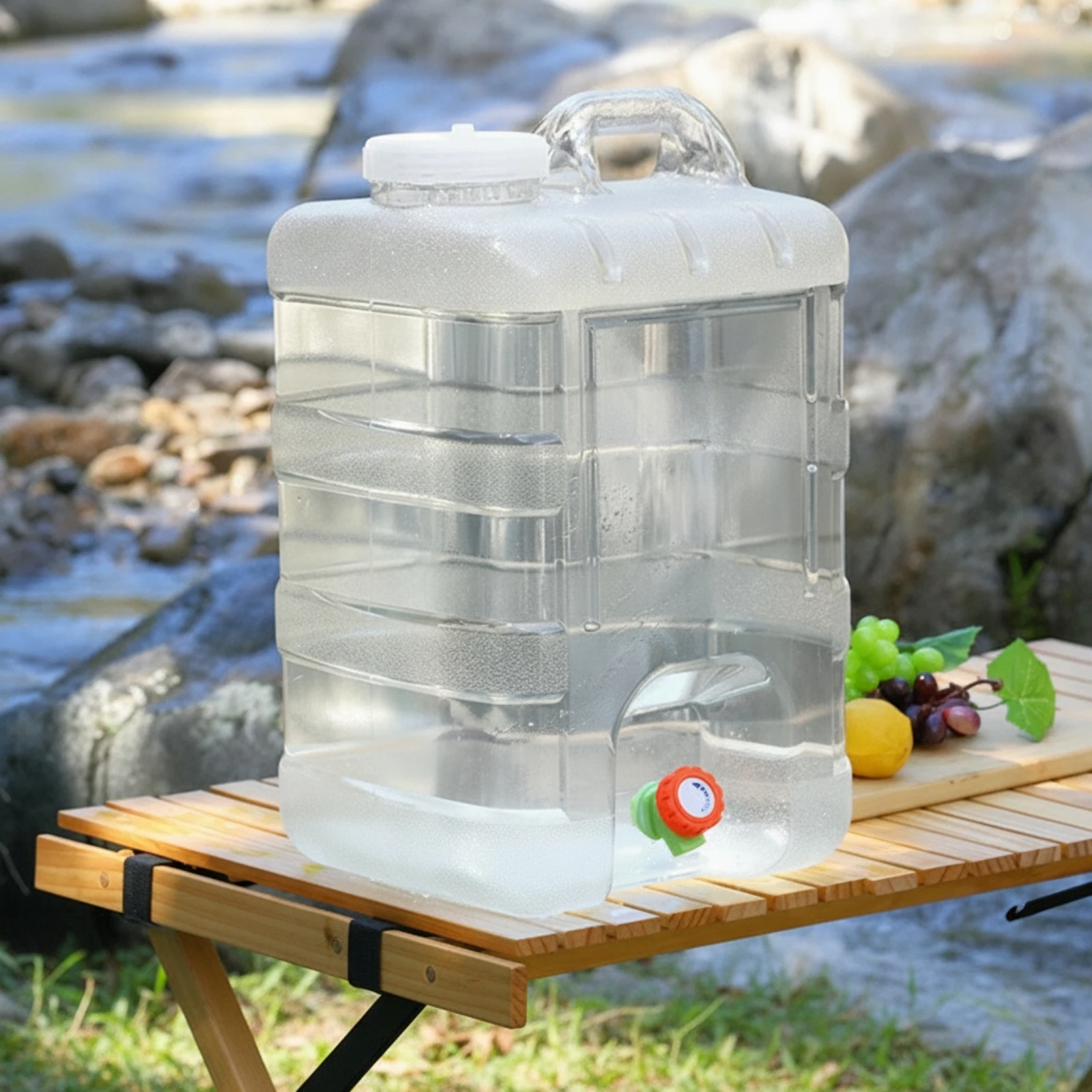 Water Storage Container with Spigot Thickened Camping Water Carrier with Tap Transparent Leakproof for Campers, Car Trips