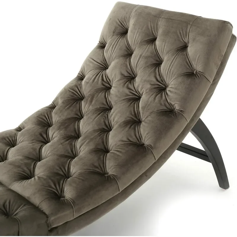 Chaise longue sans accoudoirs en velours capitonné avec bouton, salon luxueux, extérieur, chambre à coucher, bureau, arrière-cour