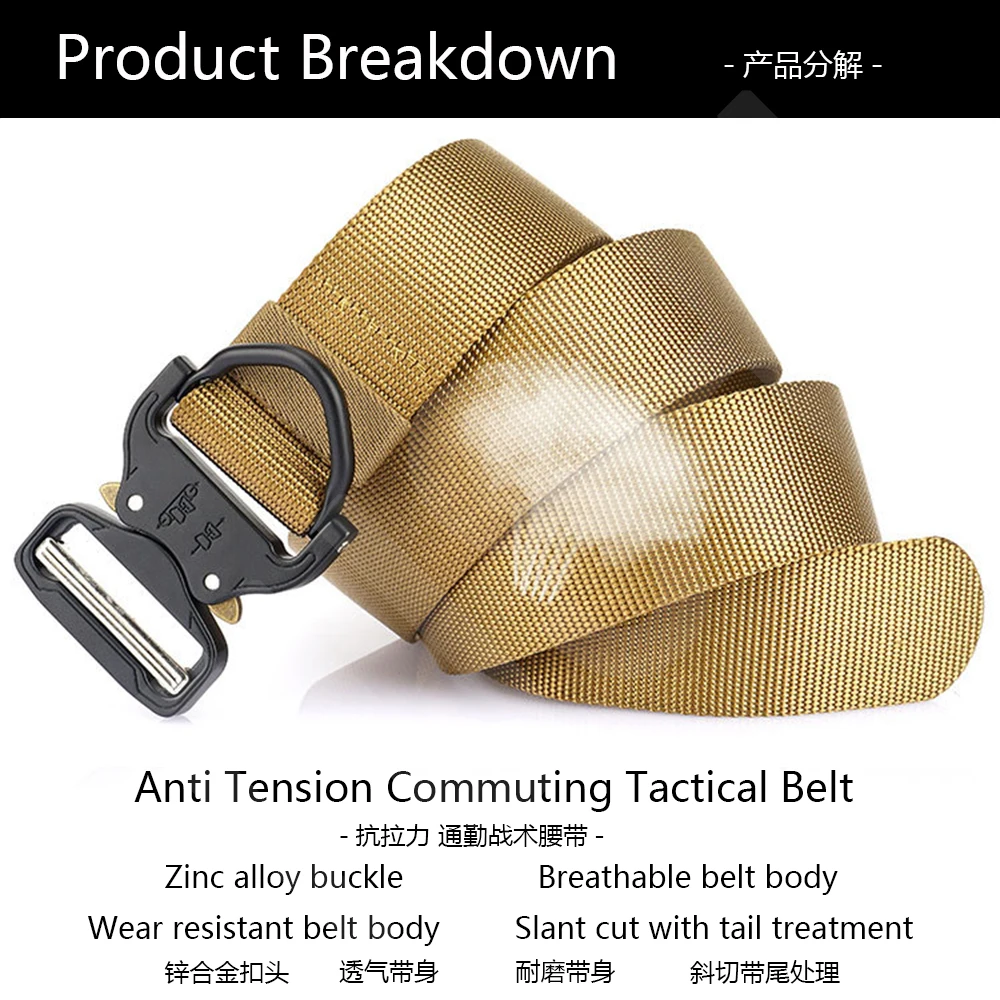TUSHI 1.7 inch Army Tactical Belt Quick Release Military Airsoft Training Molle Heavy Duty Outdoor Shooting Hiking Hunting Belt