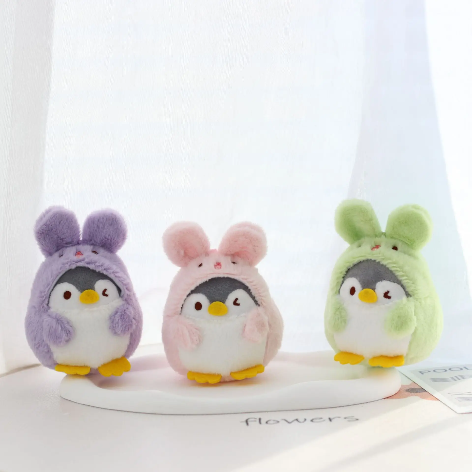 Expressive Creative styling  New Cute cartoon rabbit ear energy penguin funny keychain stuffed soft decorate doll birthday gift