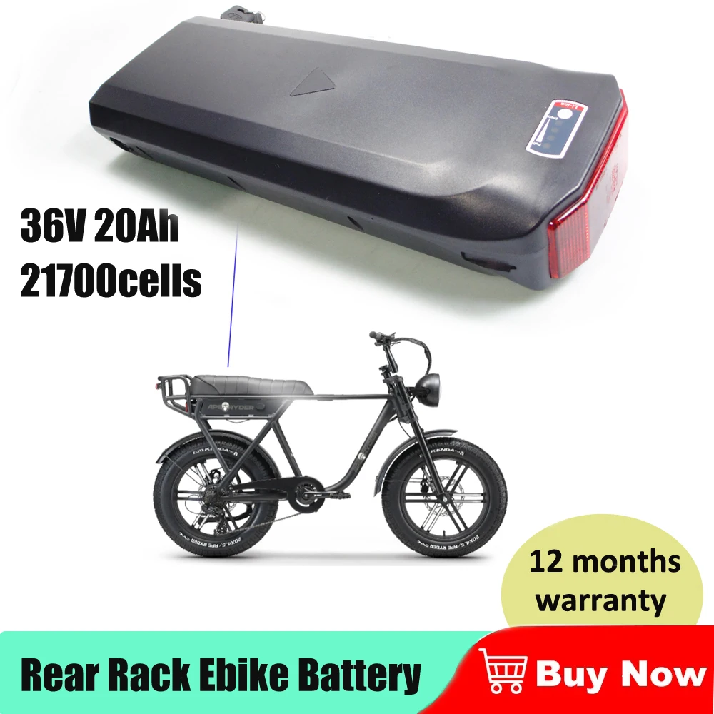 

36 В 10,4 Ач 17,5 Ач для APE RYDER A10 UTILITY ЭЛЕКТРИЧЕСКИЙ ВЕЛОСИПЕД 250 Вт Двигатель 374,4 Втч Сменный городской велосипед Задняя стойка Аккумулятор для электровелосипеда