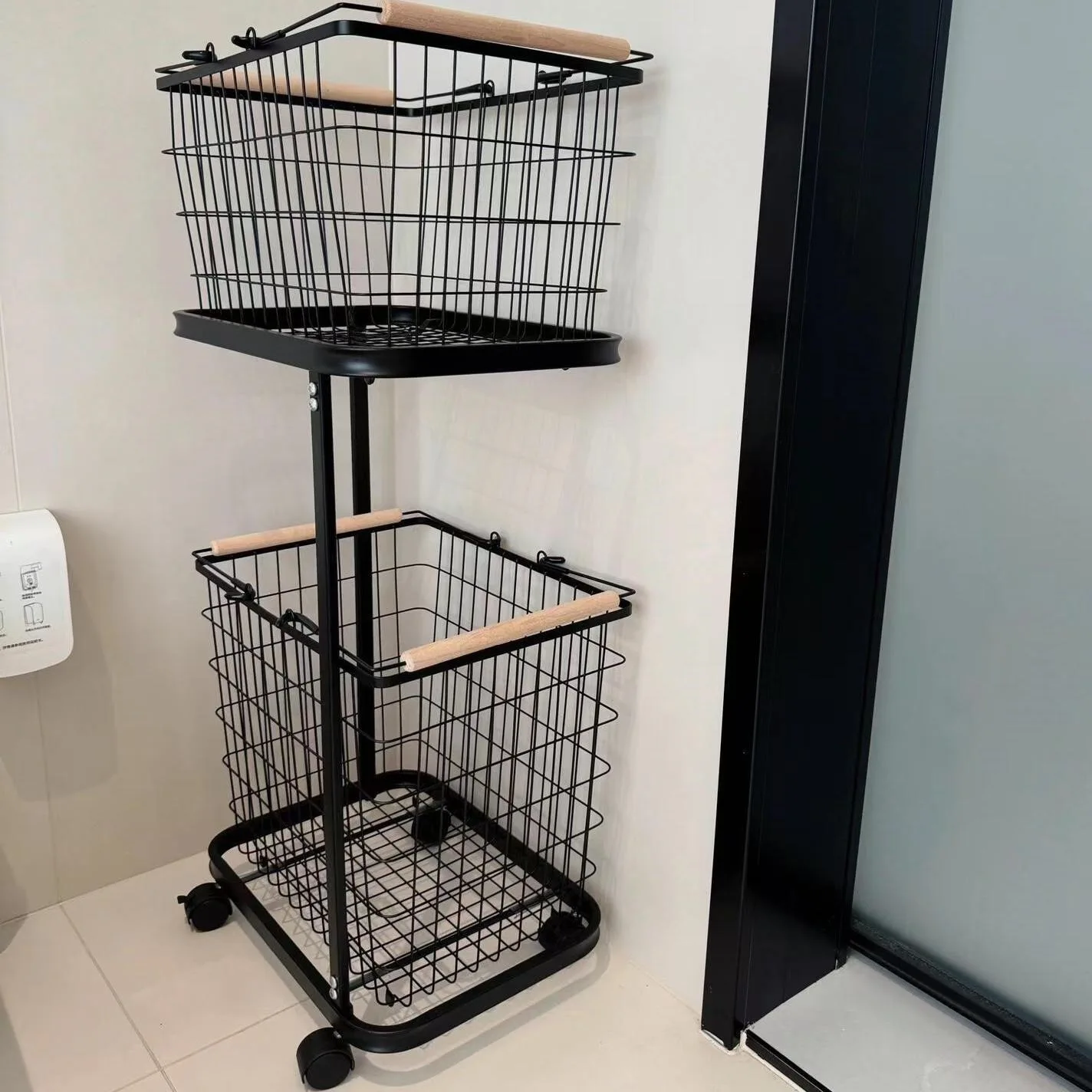 For household separated laundry dirty basket multi-layer storage universal wheel high-grade wrought iron storage basket