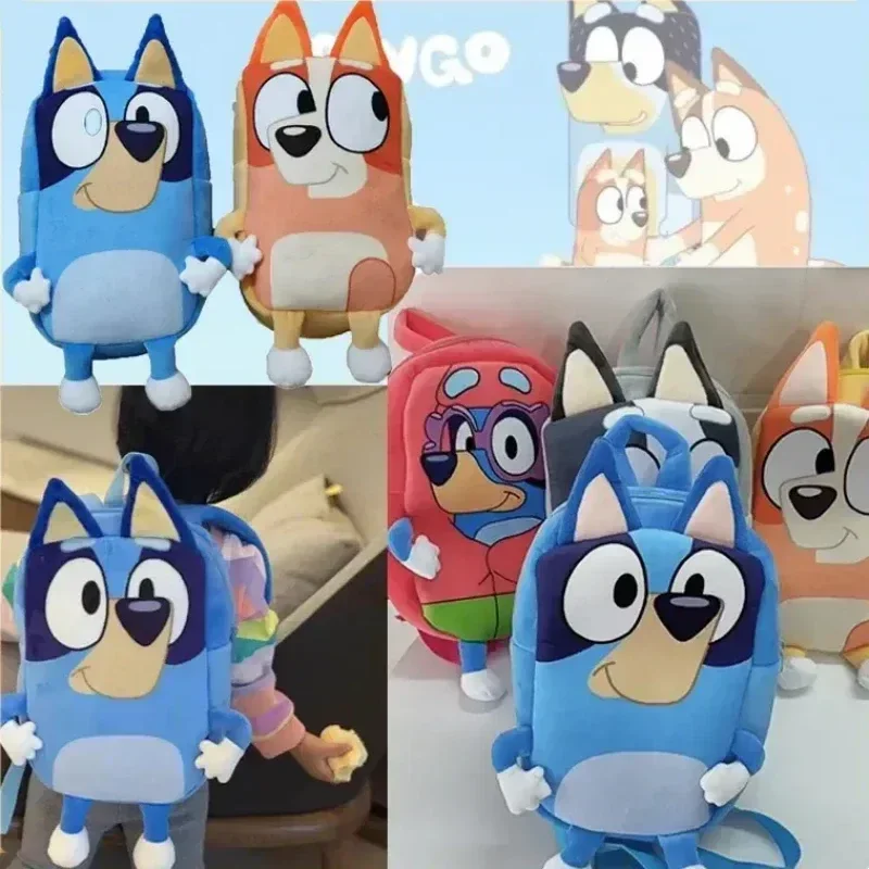 애니메이션 만화 강아지 빙고 가족 봉제 가방, 어린이 학교 가방, 블루 빙고 봉제 미니 배낭 책 소프트 백, 어린이 선물