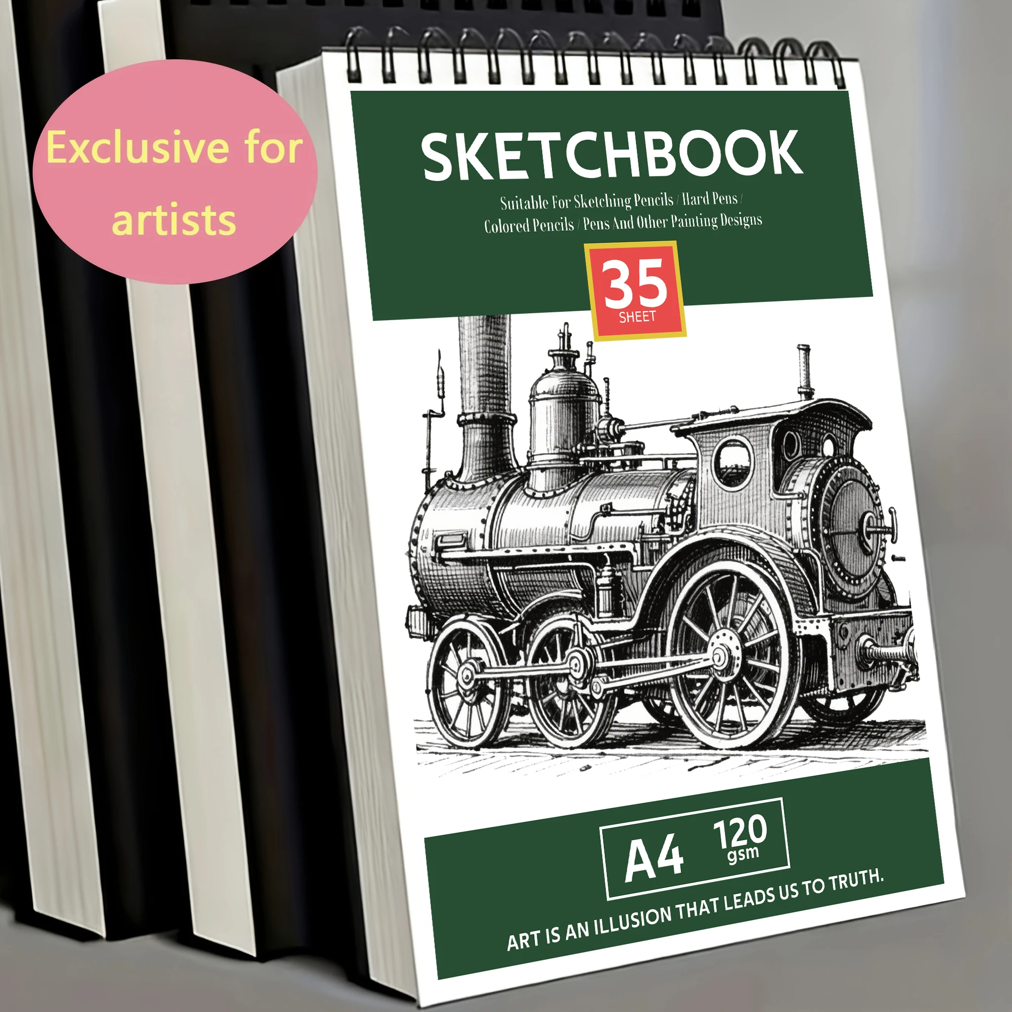 35-Sheet Spiral-Bound Art Sketchbook – 120Gsm Blank Drawing Book |   Artist-Exclusive Pad for Sketching Pencils/Colored Pens |   Micro