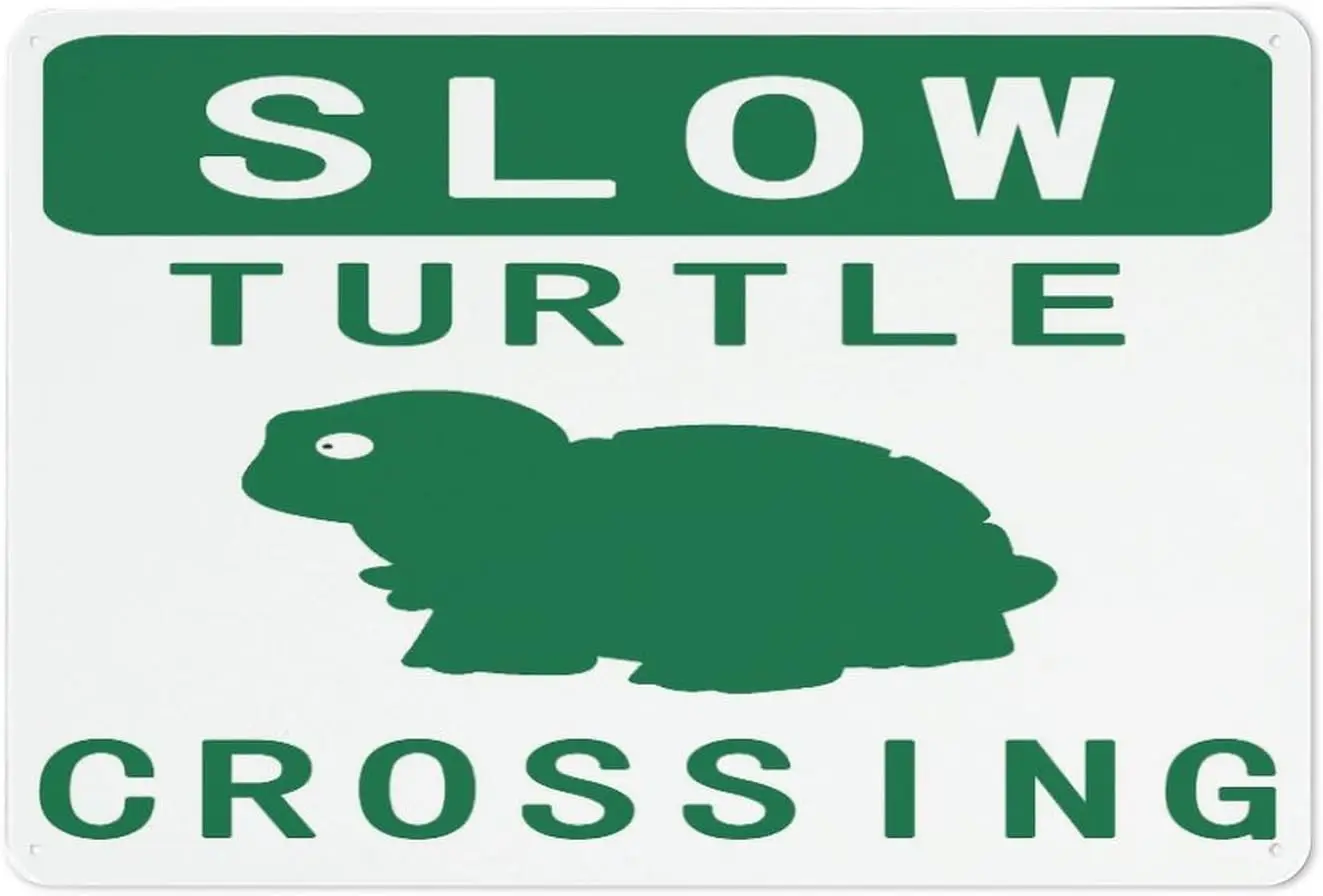 Vintage Slow Crossing Warning Caution Traffic Road Street Poster Metal Aluminium Tin Sign  Wall Decor-aluminum