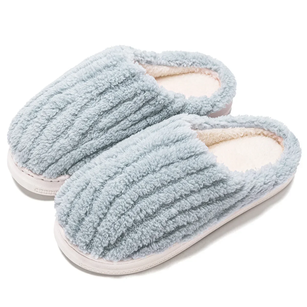 

New Warm Slippers Women Winter Indoor Furry Shoes Men Fluffy Flats Home Couples Thick Bottom Bedroom Anti-Slip Plush Slides