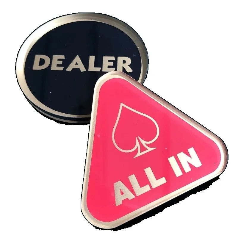 Texas Hold'em Poker Game DEALER ALL IN Chips Large Size Acrylic Poker Chips Card Press with Good Luck Poker Accessories