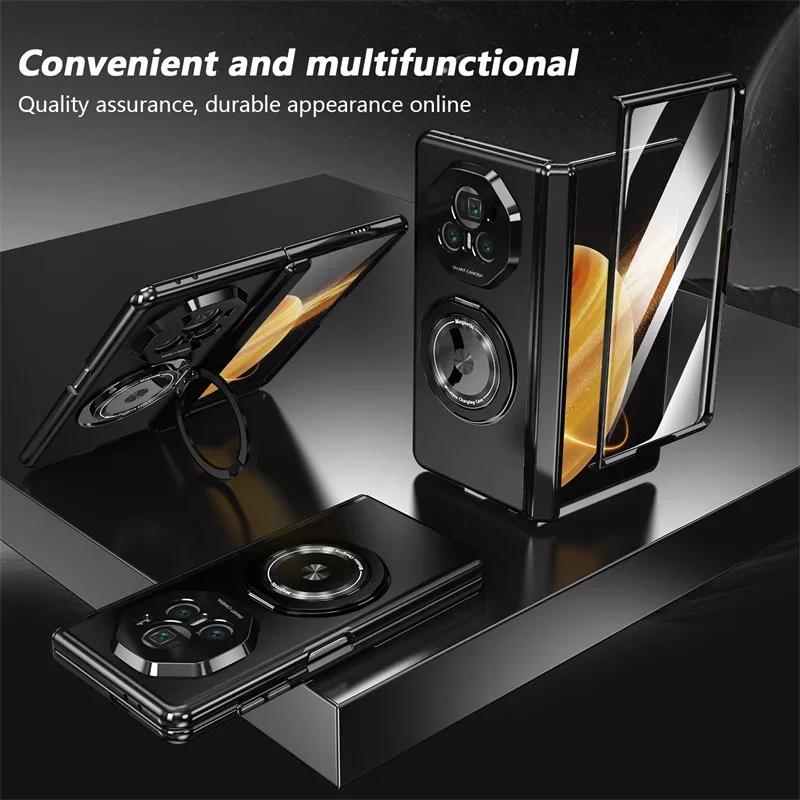 

Luxury High Quality Matte Solid Color 360° Rotating Bracket Case For Honor Magic V5 V3 VS3 V2RSR Shockproof Protect Bumper Cover