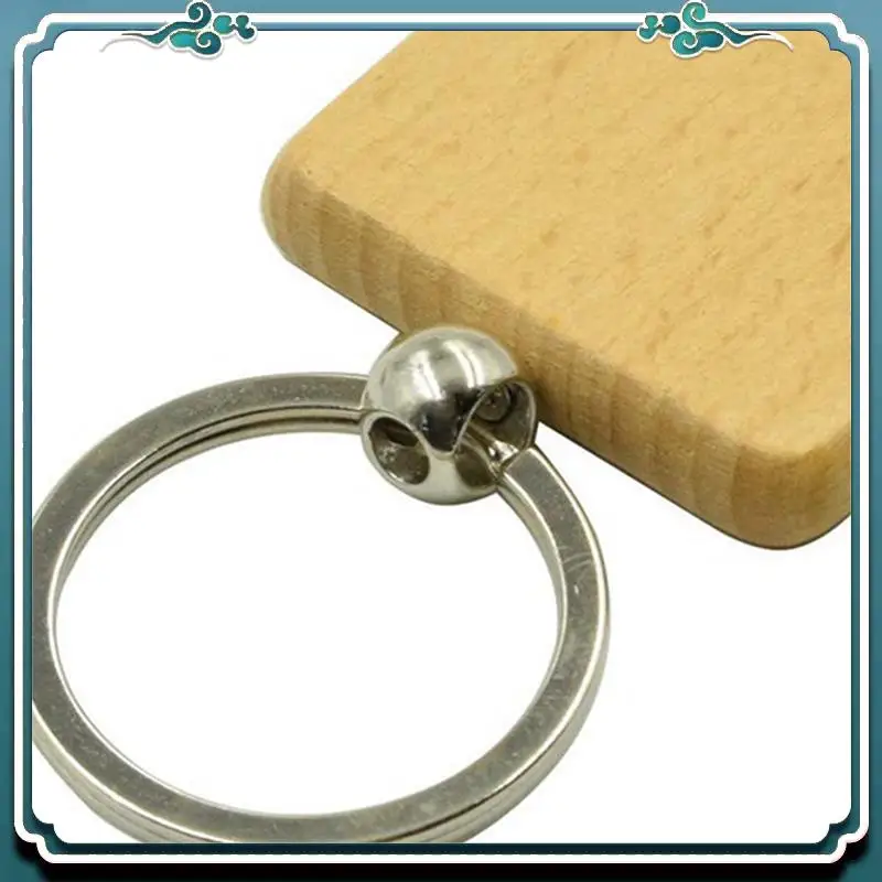 ABSK-400Pcs لتقوم بها بنفسك سلسلة مفاتيح خشبية فارغة مربع منحوتة حلقة رئيسية حلقة رئيسية خشبية حوالي 40X40 مللي متر #4