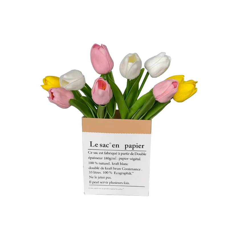 1 Pieza de Tulipanes Artificiales, Ramo de Flores de Tacto Real, Flor Artificial para Decoración de Bodas, Cumpleaños, Hogar, Oficina y Escritorio