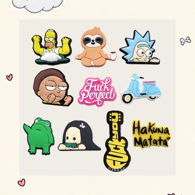 

10Pcs Cartoon Series Shoe Accessories PVC Shoe Beads Hole Accessories Beach Shoes Accessories Crocodile charms Kids Gifts