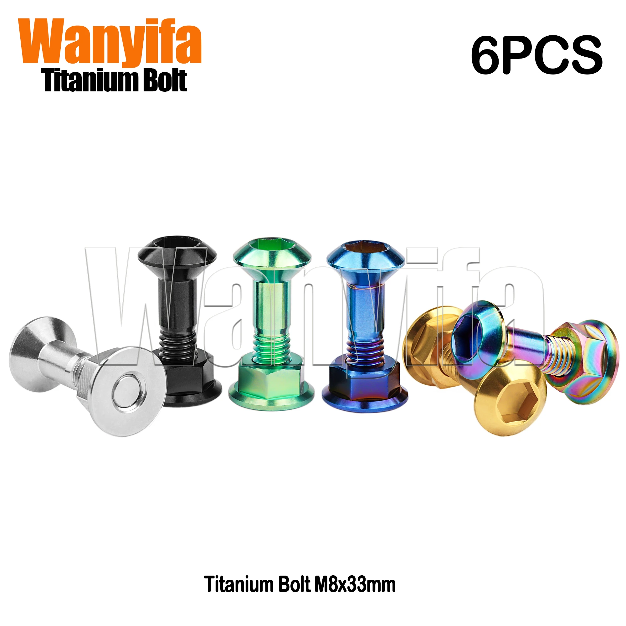 Wanyifa 6pcs Titanium Bolt M8x33mm Torx Head Screws Flange Hex Nuts Set for Motocross Sprocket Rear Disc Chainwheel Fastener