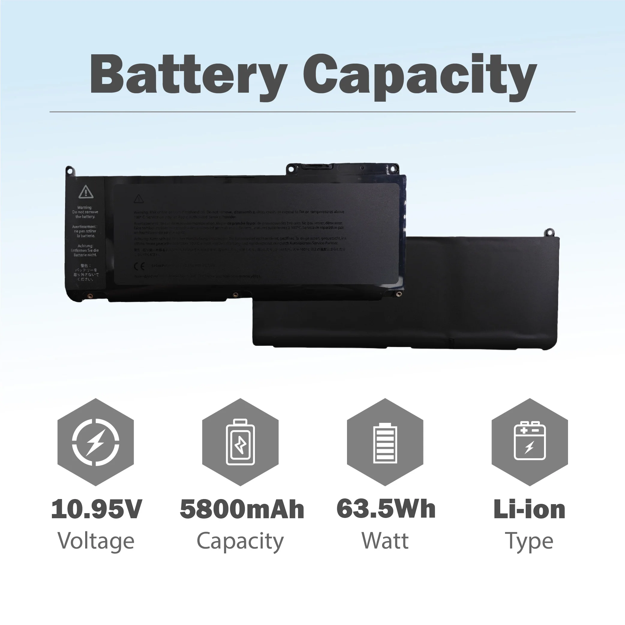 【توصيل سريع】بطارية A1331 A1342 63.5Wh لأجهزة Macbook Unibody 13 "661-5391 661-5585 MC207 LL/A MC516 LL/A أواخر 2009 منتصف 2010 #4