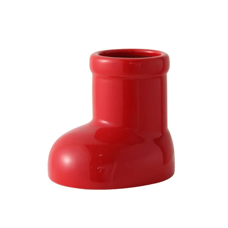 Ceramic Vase Boots Shoe Cute Cartoon Pen Holder Tabletop Storage Ikebana Flower Vase Boots Pot Home Decoration Accessories