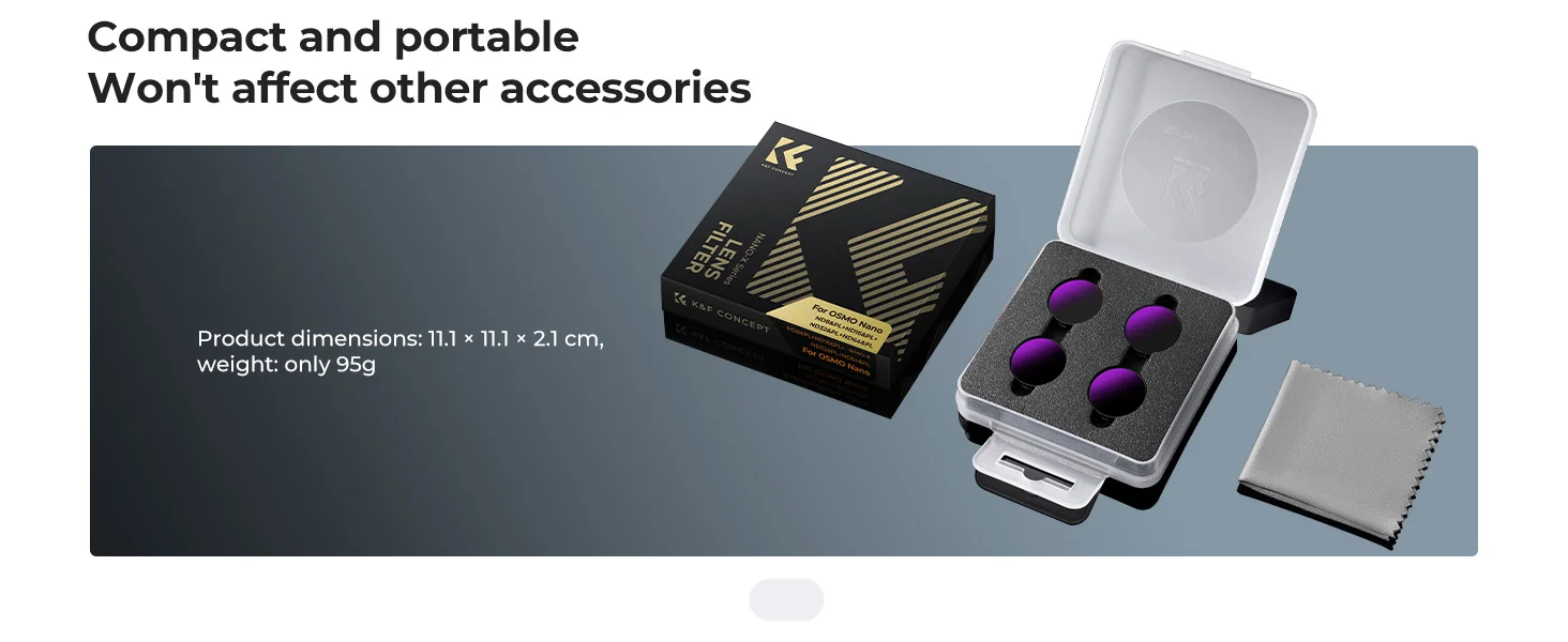 K&F CONCEPT ND CPL Schwarzdiffusionsfilter 1/4 Set für DJI Osmo Nano Vlogging Kamera Neutraldichte Polarisationsfilter HD optisc – Detail 23