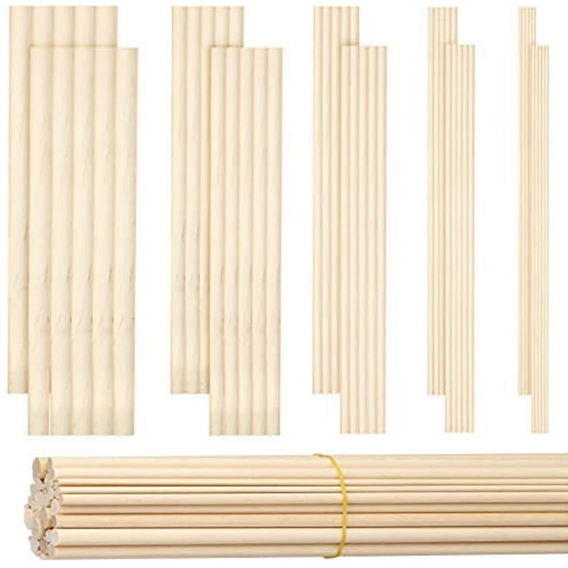 GTBL 500 Pieces Dowel Rods Wooden Dowel Rod Craft Wood1/8,3/16,1/4,5/16,3/8X6inch Sticks For Crafting DIY Wedding Ribbon Wand