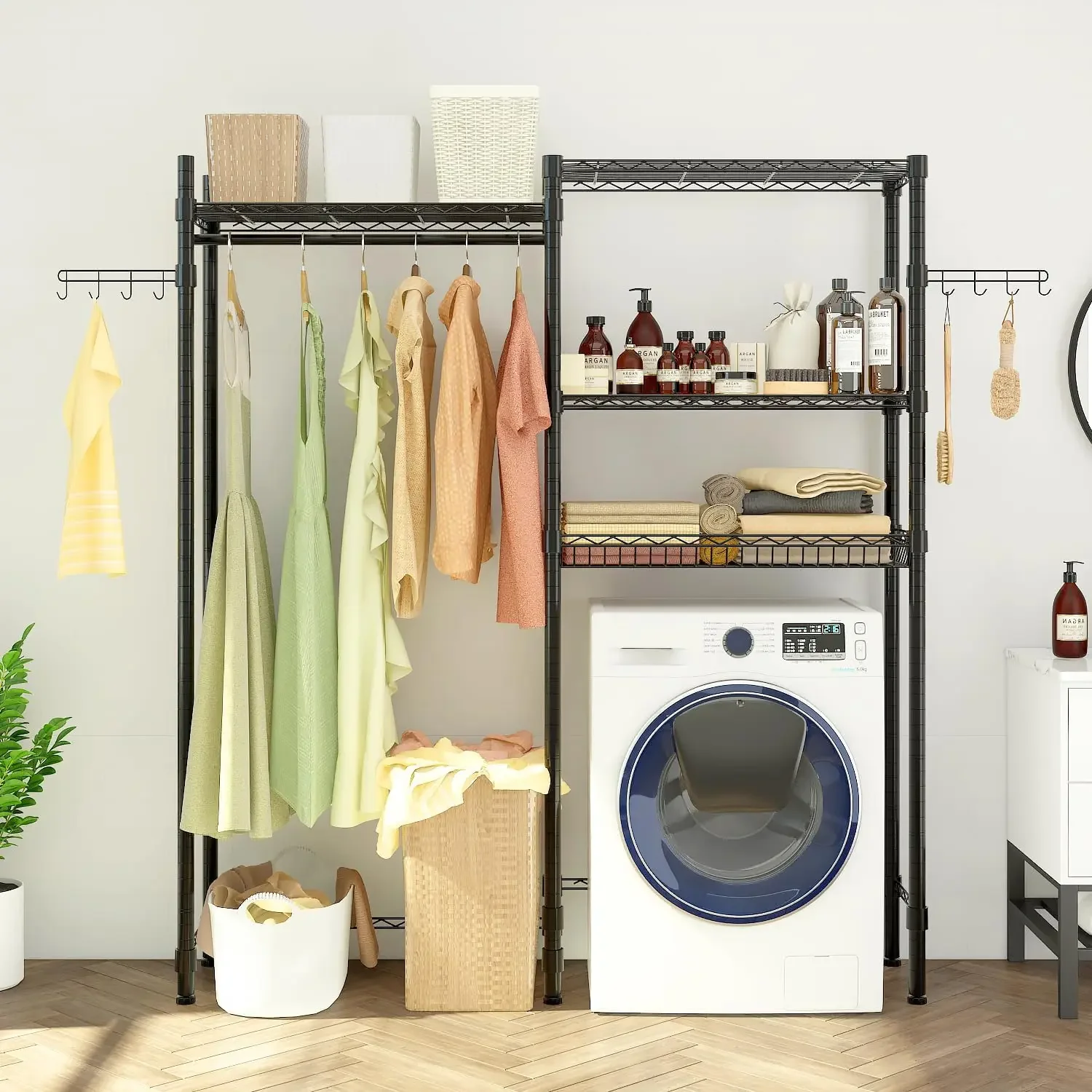 The Washer Dryer Storage Shelf, Heavy Duty Clothes Drying Rack Freestanding Laundry Room Bathroom Organization