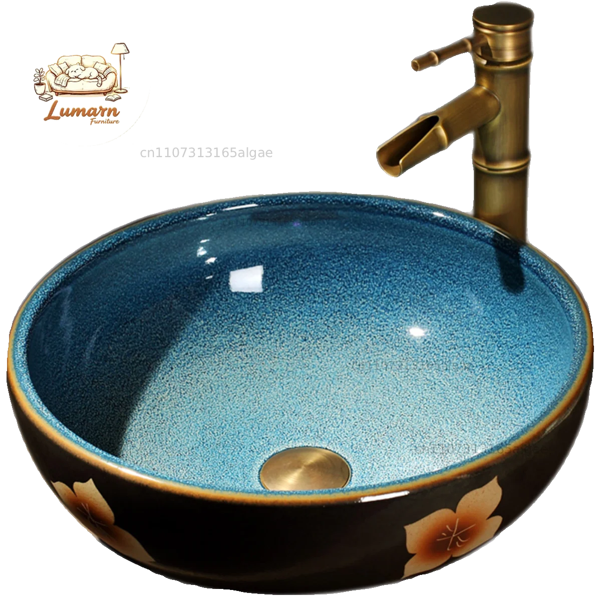 Household ceramic table basin Round art washbasin Small retro   Bathroom