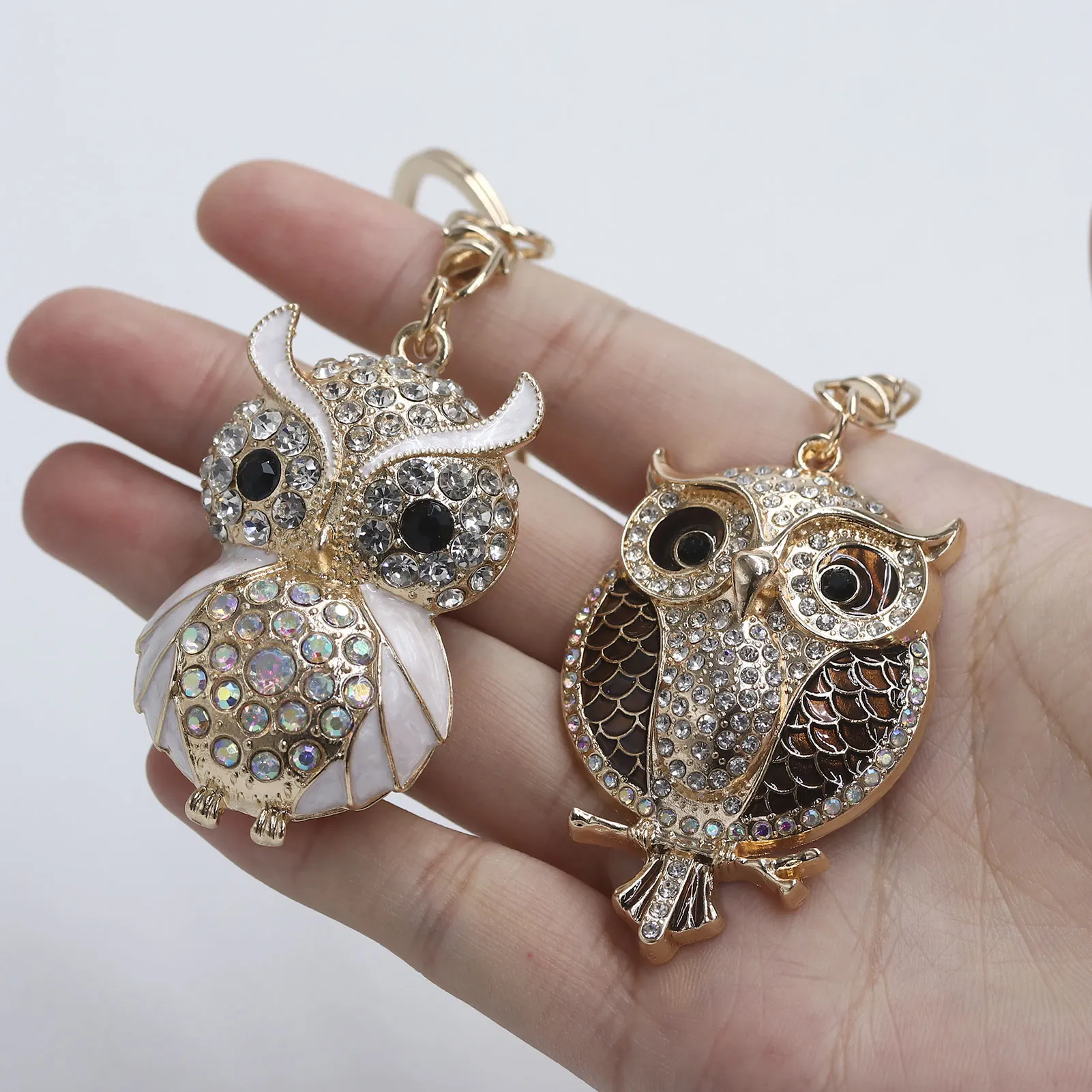 Crystal Owl Keychain Women's Bag Charm Cute Sparkly Animal Backpack Accessory Car Keychain Halloween Party Decoration Gift