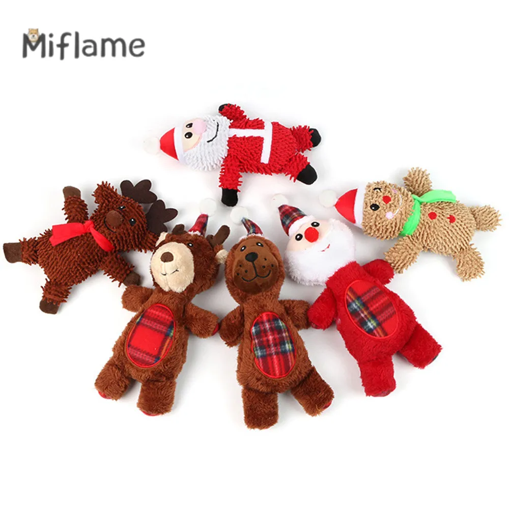 

Miflame Funny Pet Plush Toys Christmas Series Squeeze Sound Cat and Dog Toys Golden Retriever Schnauzer Husky Dog Accessories