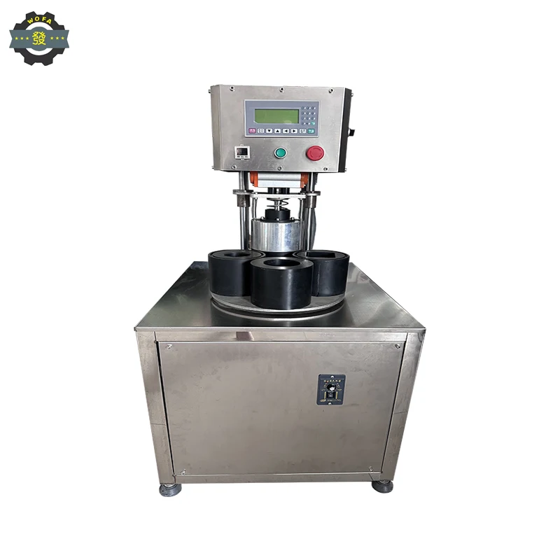 Semi - Automatic Four - Station Vacuum Capping Machine Used for Glass Bottles of Honey Peanut Butter, Mayonnaise Hot Sauce Cans