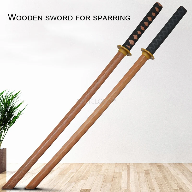 Solid Wood Iaido Bokken, Japanese Katana Training Sword with Saya (Scabbard) for Kendo Practice, Blunt & Unsharpened