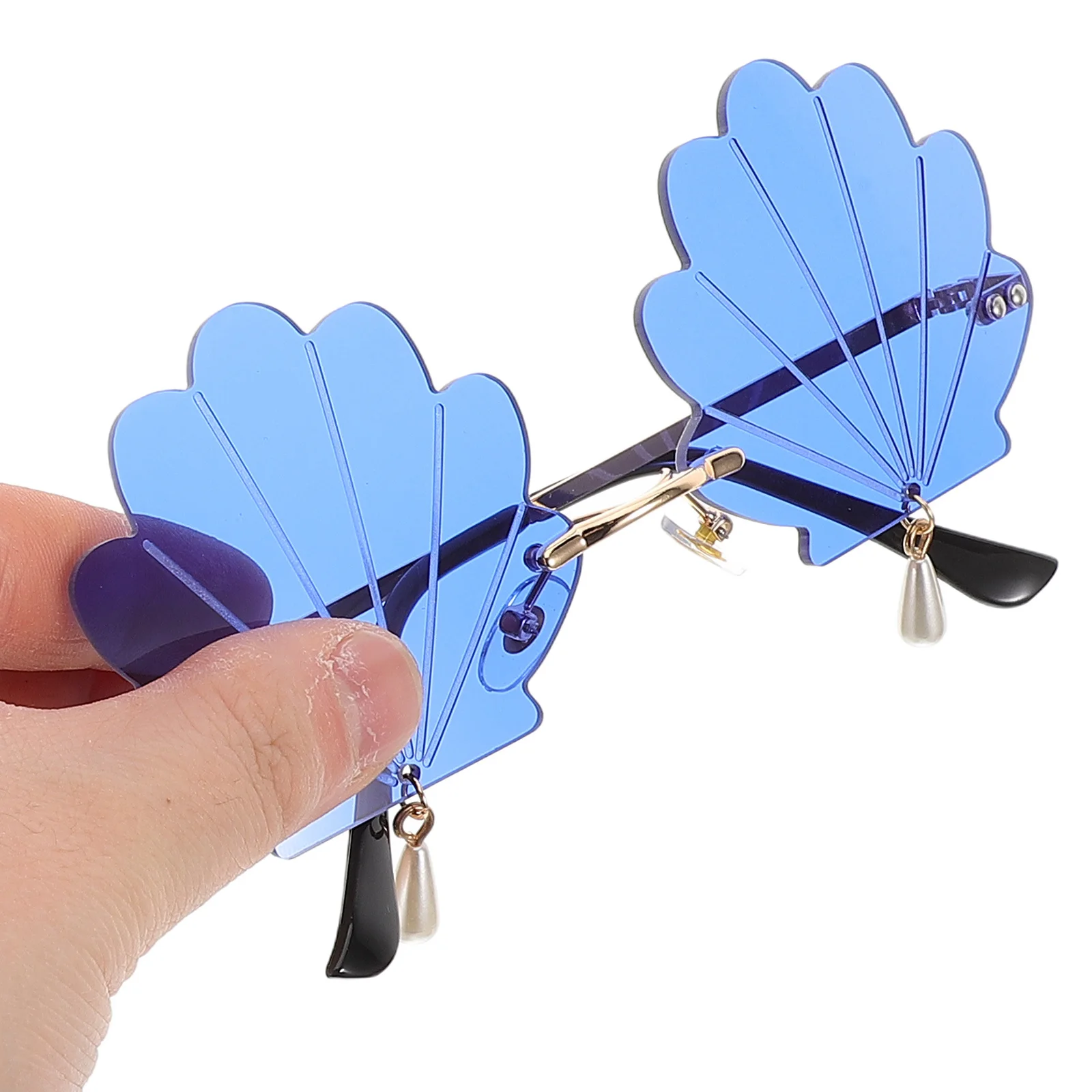 

Shell Shaped Frameless Sunglasses Rimless Transparent Candy Color Ocean Theme Party Photo Booth Props Bachelorette Accessories