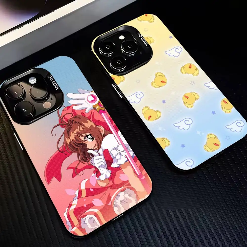 

Card C-Captor Anime S-Sakura Phone Case For iPhone17,16,15,14,13,12,11,Pro,MAX Gray Matte Silicone Black Cover