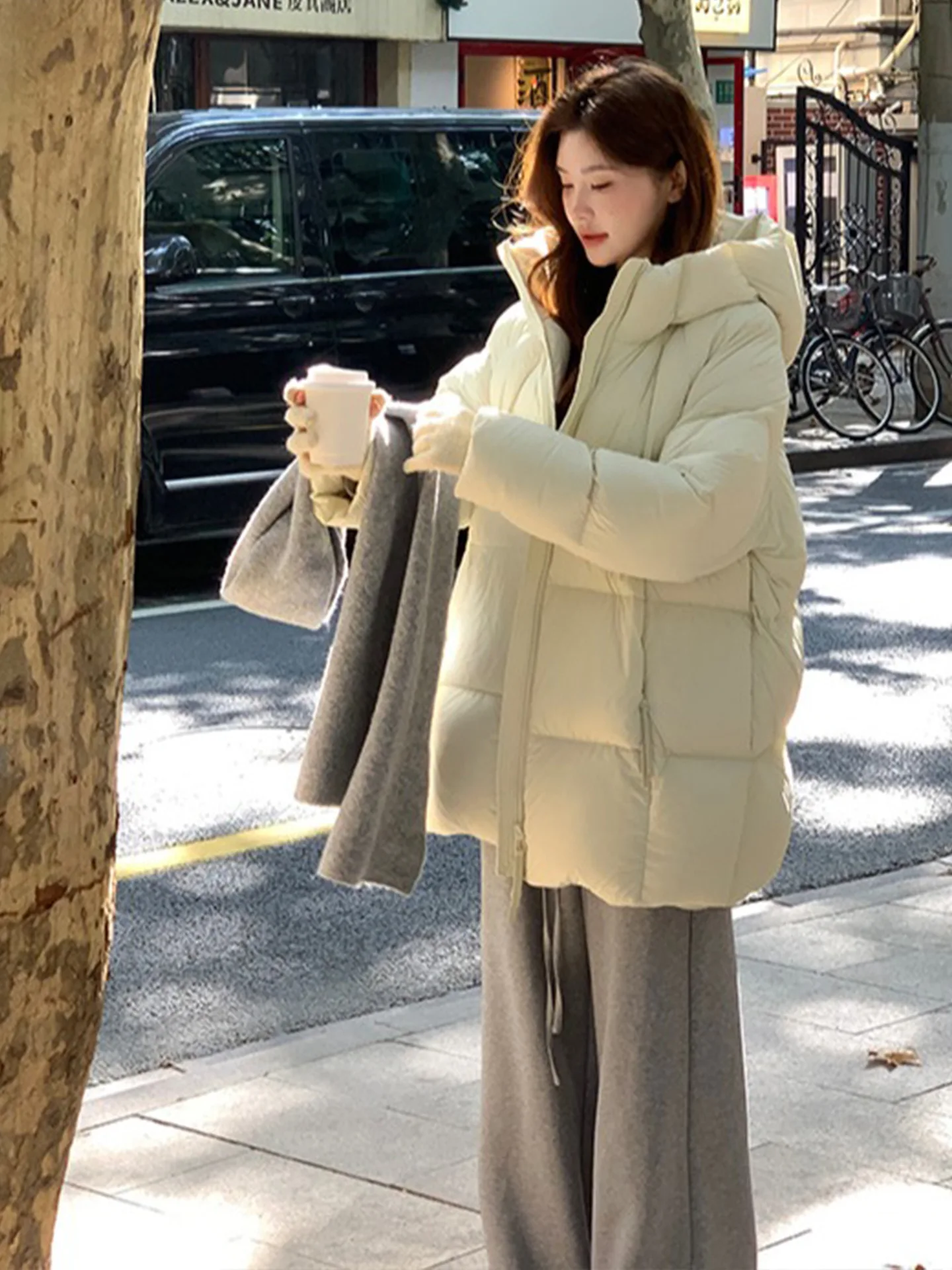 Small Down Jacket for Women Medium to Long 2025 New Style Puff Cotton Jacket Slimming Cotton Jacket Thickened Solid Color