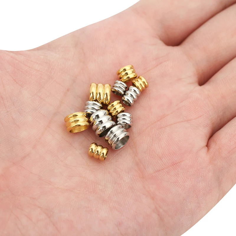 30pcs Stainless Steel Gold Plated Big Hole Three Levels Spacer Loose Beads Charm Necklace Bracelet Jewelry Making Accessories - Image 6