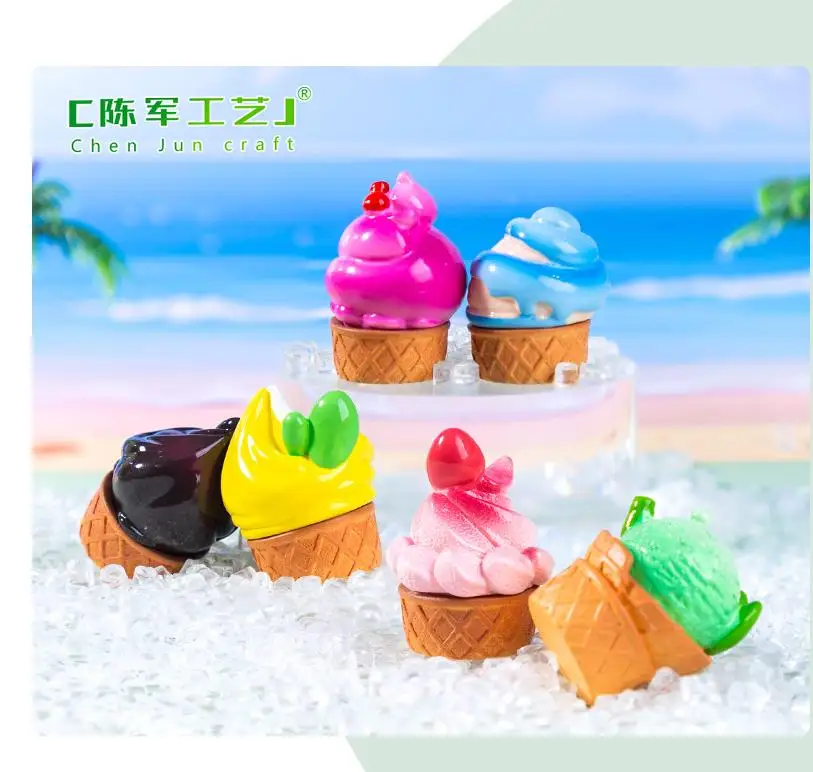 6pcs Creative Lifelike Ice Cream Cone Realistic Fake Food Miniature Dessert Props For Home Kitchen Shops Photography Decoration