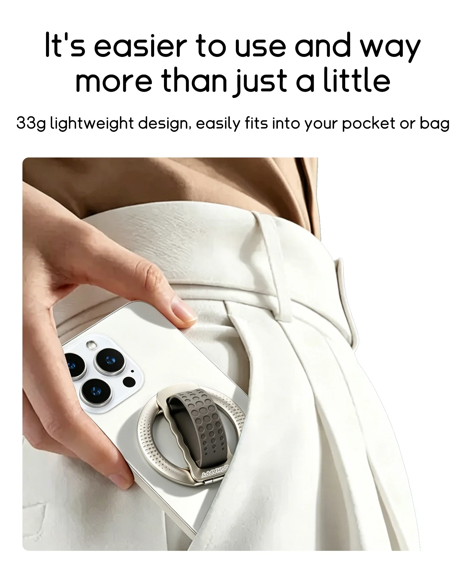 Magnetic Finger Ring Phone Holder Magsafe Silicone Strap Portable Stand for IPhone 17 16 15 Pro Max Plus Samsung Xiaomi