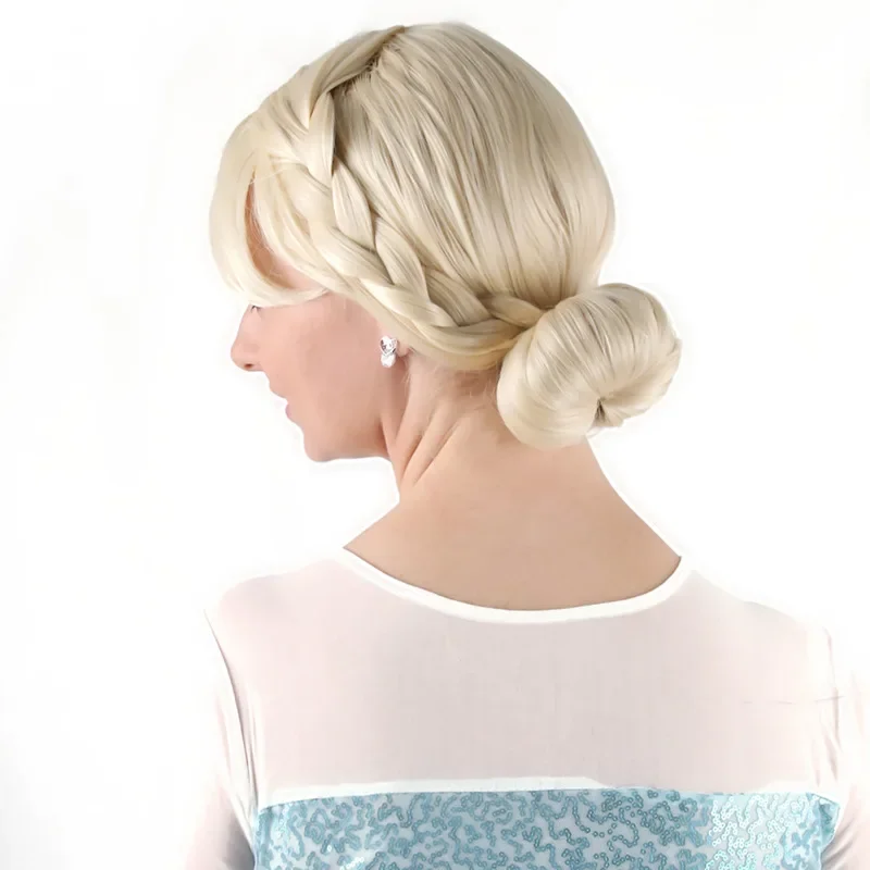 Light Gold Princess Cos Manufacturer Wholesale Updo Button Mesh Wig Cosplay Wigs with Cosplay Costume