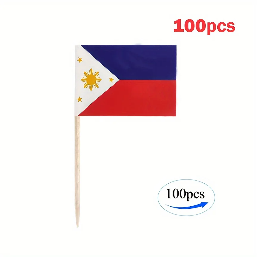 100pcs Philippine Flag Toothpicks - Mini Cupcake Decorations for Parties,Food-Safe Paper Flags for Halloween, Christmas