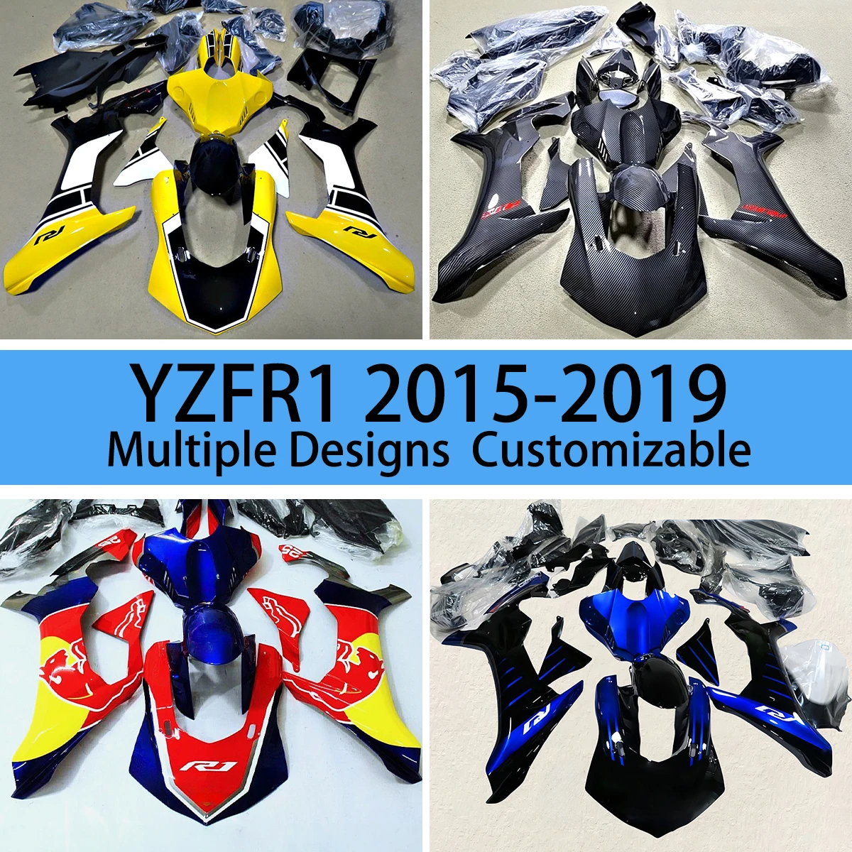 Fairings Motor YZFR1 2015 2016 2017 2018 2019 Aftermarket Bodywork Full Fairing Kit for YAMAHA YZF R1 15 16 17 18 19