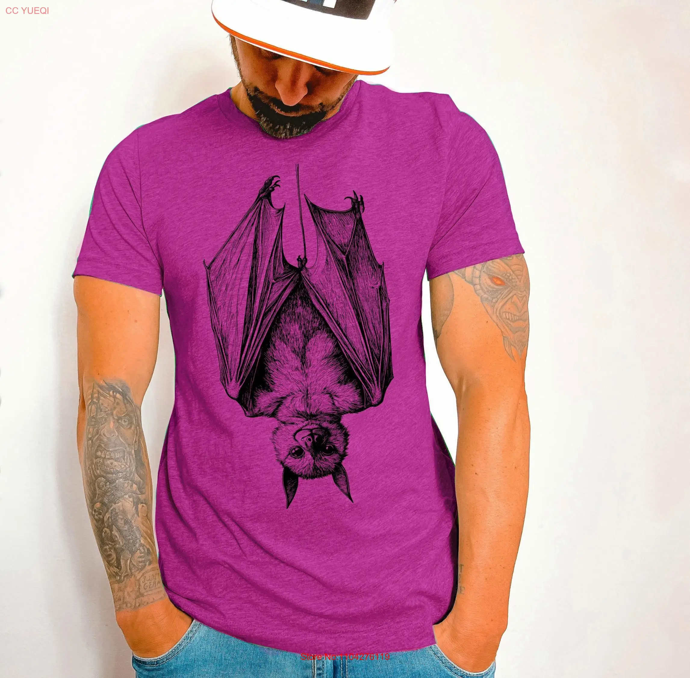 Koszulka nietoperza Halloween Nietoperze wiszące do góry nogami, długie lub krótkie rękawy