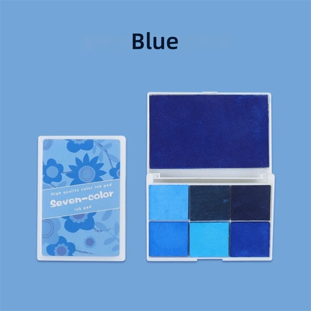 Printing Mud Water-Based Water-Based Ink Pad Colorful Seven Color Rubber Stamp Ink Pad Sponge Boxed Sponge Ink Pad DIY