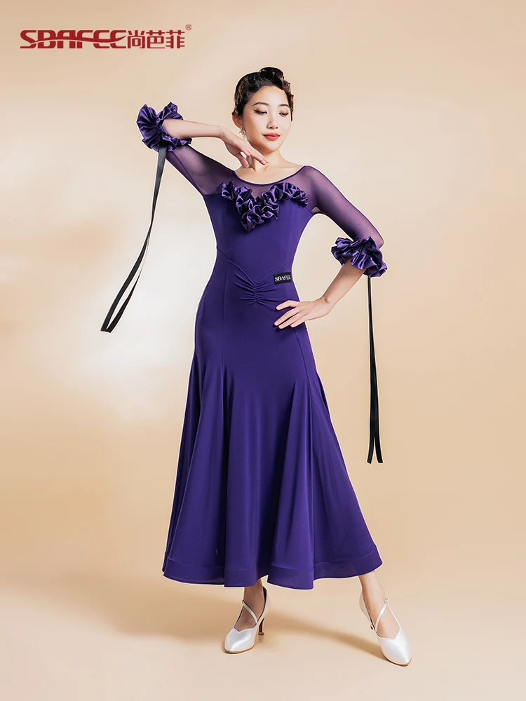 2023 Modern Dance Dress Women\'s New Ballroom Dance Performance Dress Waltz Ballroom Dance Big Dress L9893