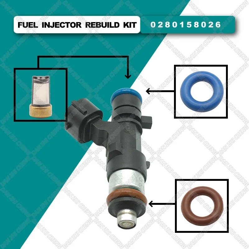 

8 set Fuel Injector Service Repair Kit Filters Orings Seals Grommets for 0280158026 2004-2005 Volkswagen Beetle 2.0L 06A906031BS