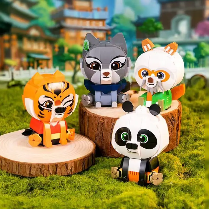 

Idea Cartoon Kung Fu Panda Building Block Lovely Po Master Shifu Tigress Big Head Figreus Bricks Construction Model Toy For Gift