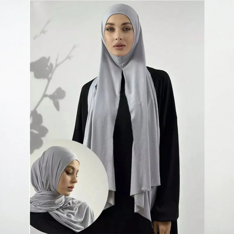 Instant-Hijab-Schal für Damen, muslimisch, einfach zu tragen, Jersey-Kopftuch, dünn, atmungsaktiv, weich, Sonnenschutz, Pullover, Kopfwickel – Detail 5